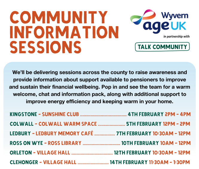 a list of dates and locations for the community information sessions