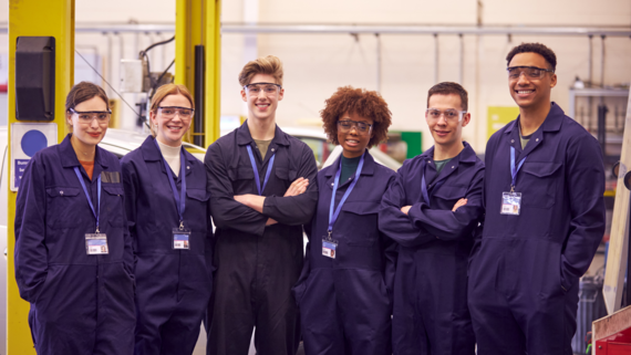 a group of apprenticeships in overalls