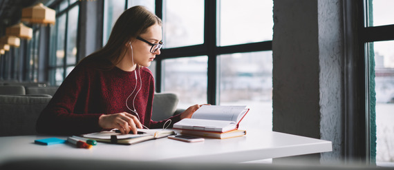 An image of a young person studying