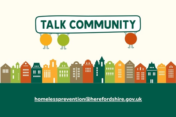 talk community logo above a row of colourful houses