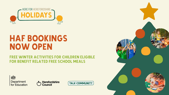 a cartoon christmas tree next to the HAF logo