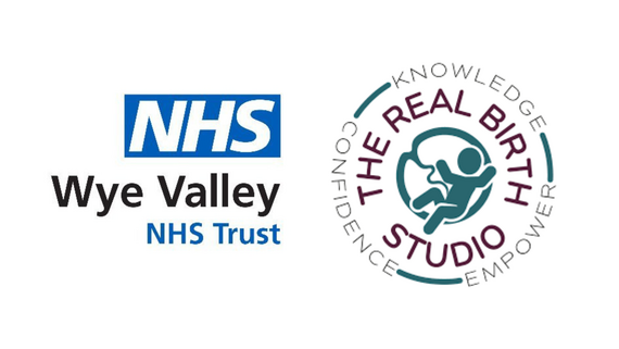 The real birth studio and NHS wye valley trust logos