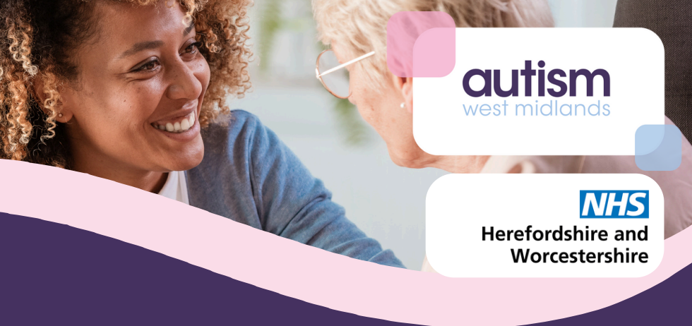 autism west midlands logo next to the nhs herefordshire and Worcestershire logo