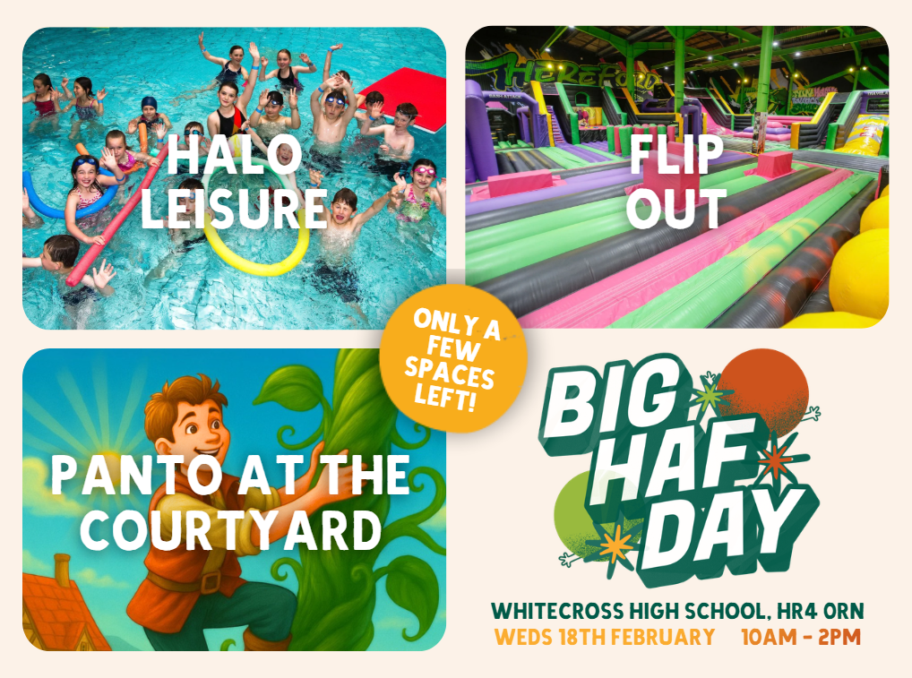 images of family activities and the big haf day logo
