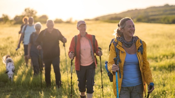a group of ramblers in a field