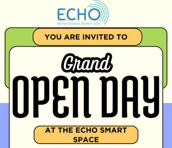 ECHO logo on a grand opening flyer