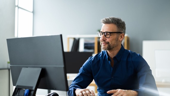 a man using a computer