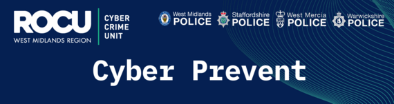West Midlands police logos with 'Cyber Prevent' text