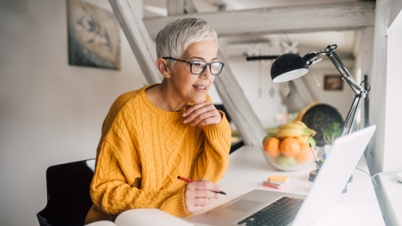 a lady using her laptop
