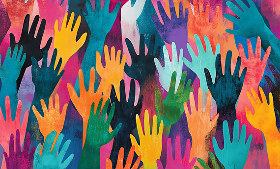 Vibrant Graphic of Raised Hands in Unity