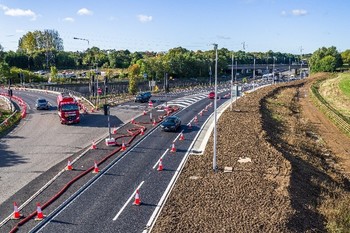 The recently completed dedicated exit slip road from the M25 clockwise, onto the A10 northbound into Hertfordshire.