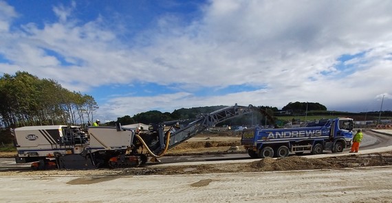 Work underway on the coastbound slip roads on the M2 at junction 5