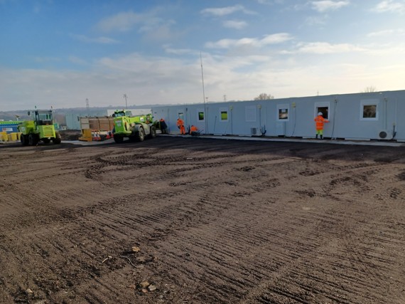 Our site compound being installed