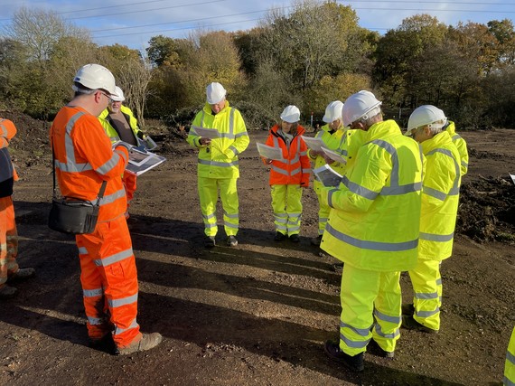 One of the archaeology team, explaining where the Maylands Aerodrome used to stand