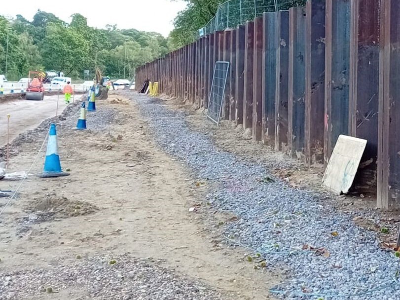 M25 junction 10 - A245 sheet piling work - September 2023