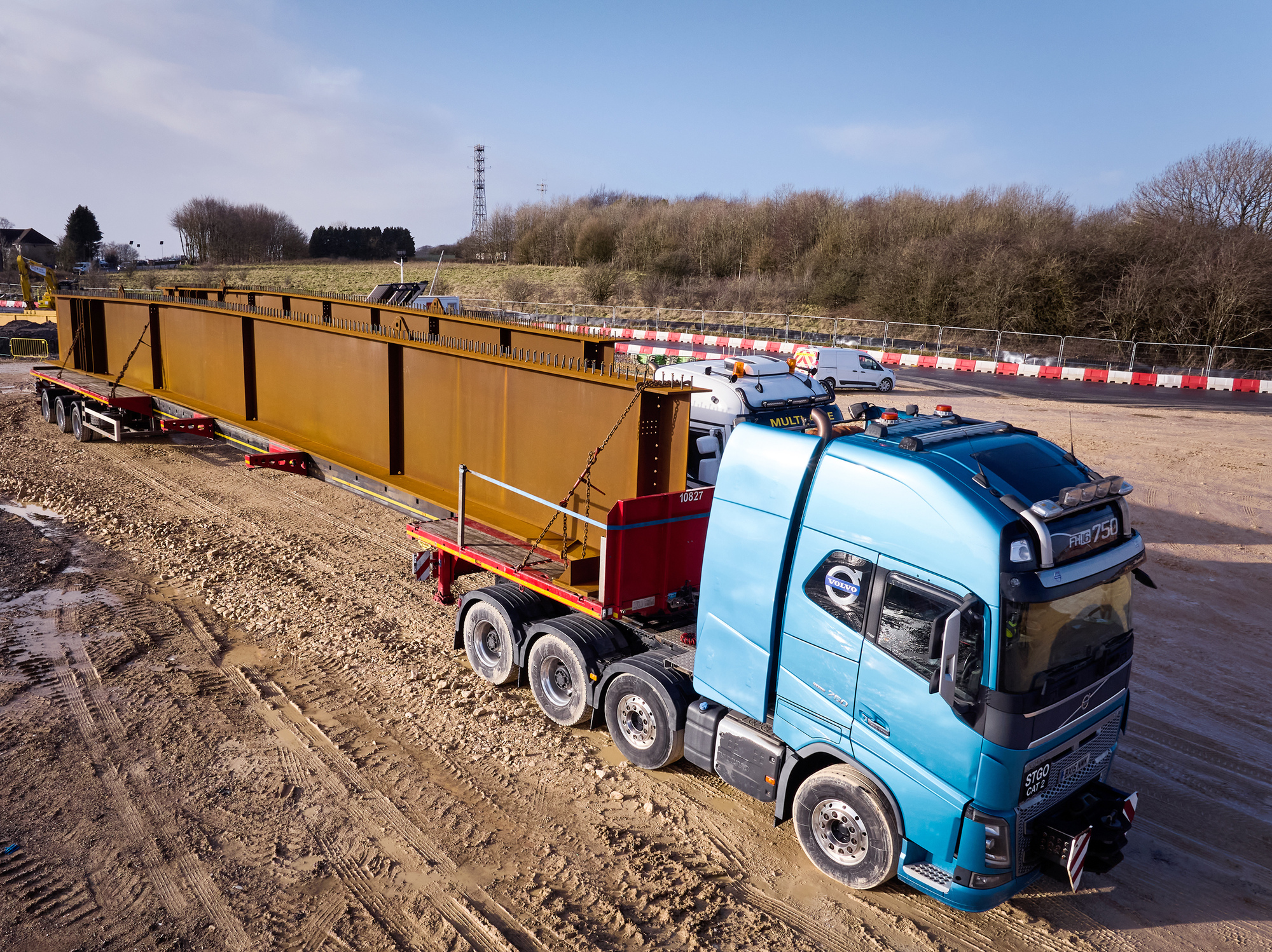 Image of lorry delivering bridge beams for the Gloucestershire Way Crossing. 