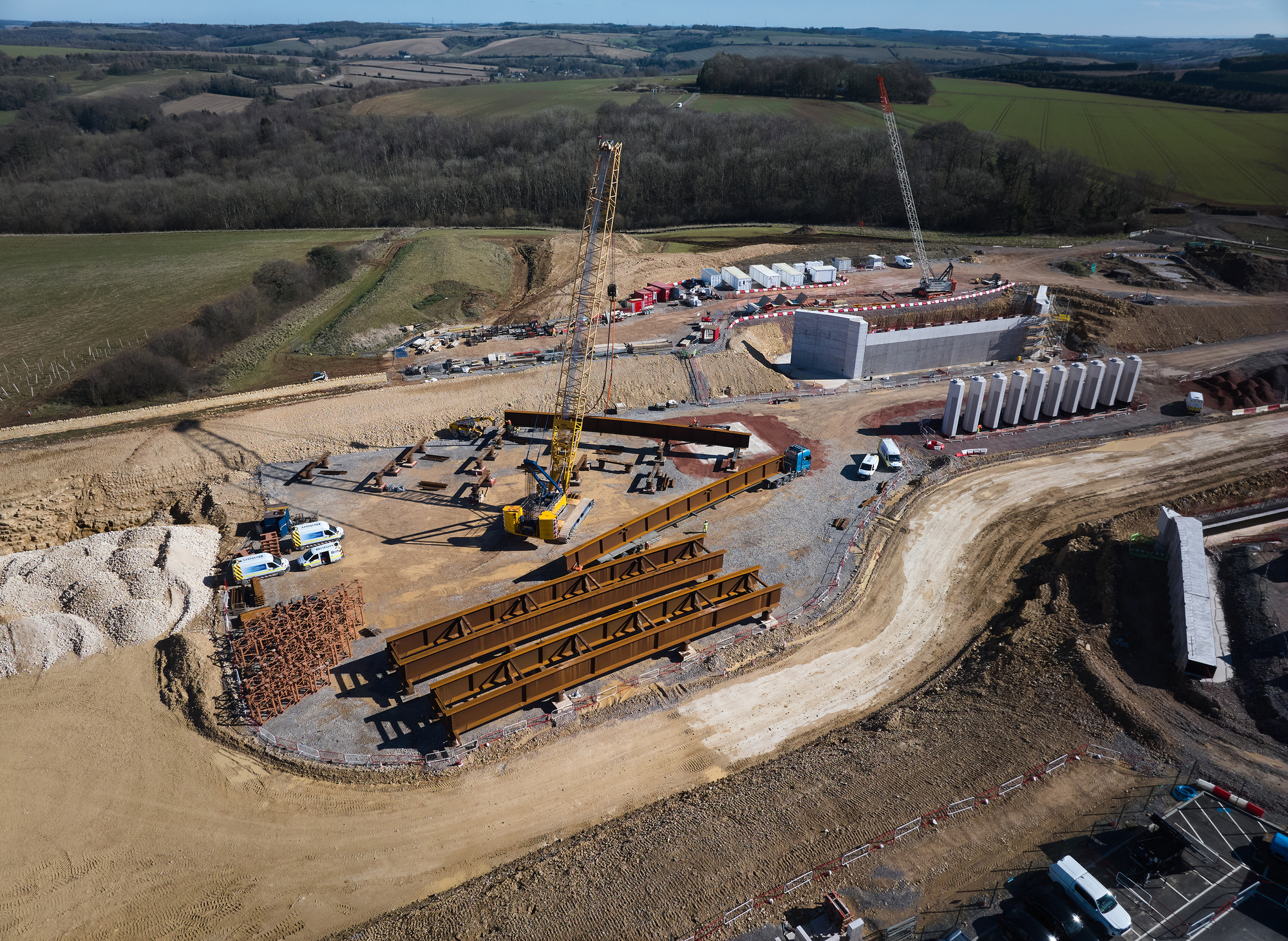 the beams for Gloucestershire Way Crossing being transported