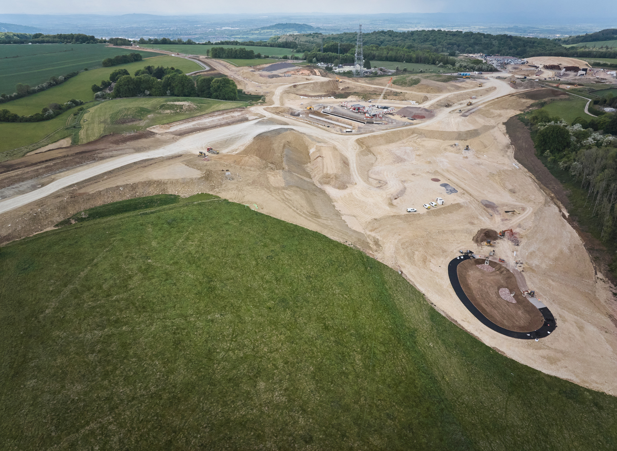 Aerial view of activity at Shab Valley