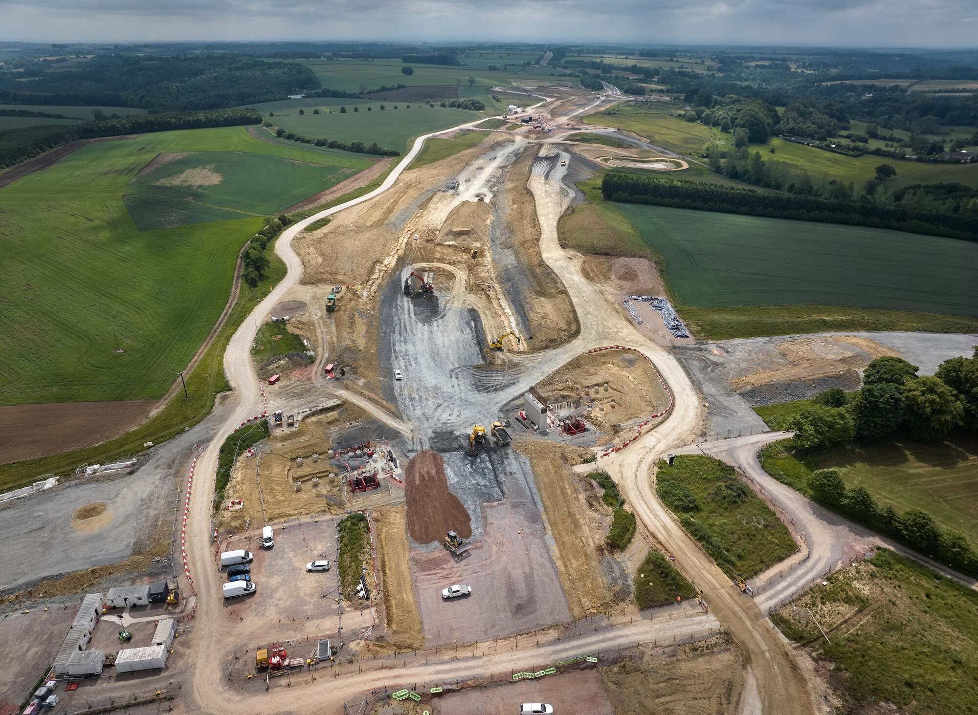Aerial view of work taking place at Cowley  