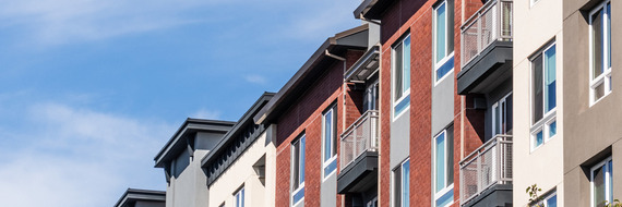 block of apartment windows