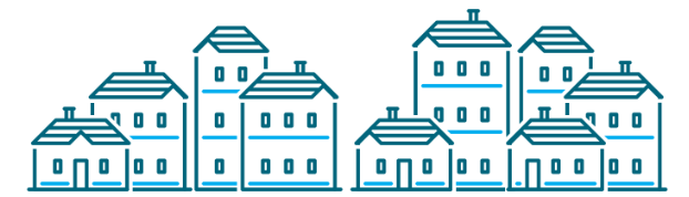 a graphic of a row of houses