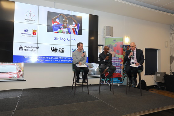 Michael Skinner, Pace Sport Management, Sir Mo Farah and Alan Watkinson, Director of Sport Impact