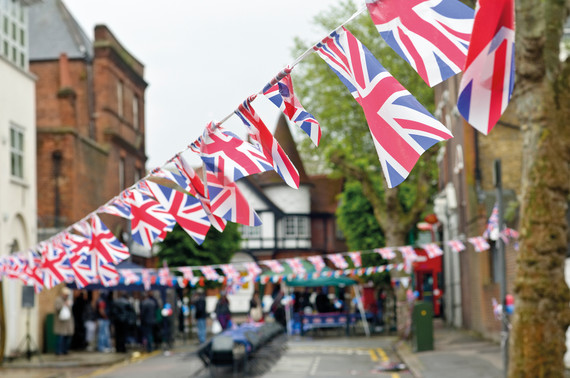Union Jack bunting depicting Jubilee story