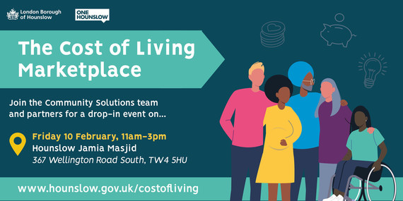 Image promoting Cost of Living event at Wellington Rd Mosque on 10 Feb