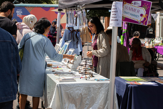 People shopping at the summer market