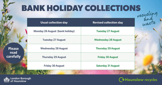 Bin collections August bank holiday