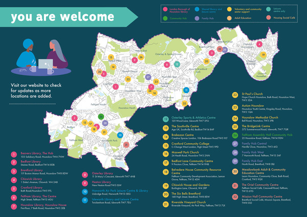 Map of warm places in Hounslow