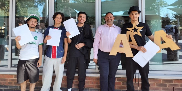 Councillor Rajawat joins students at Heston Community School to celebrate A-level results day
