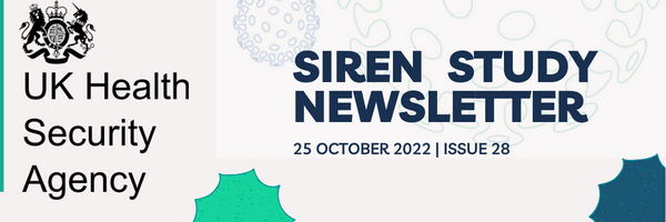 Banner with the words "SIREN study newsletter, 25 october 2022, issue 28" written on