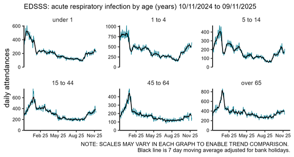 ED acute respiratory infection by age in England