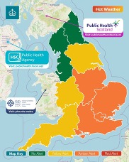 Map of latest heat health alerts 