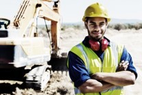 Construction worker wearing high viz