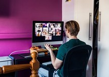 home worker at online event