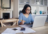 woman working at home on laptop