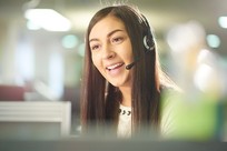 female worker on phone