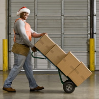 festive warehouse worker