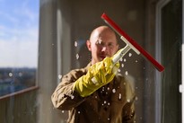 window cleaner working at height 