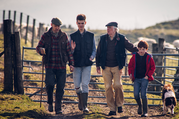 family walking on a farm