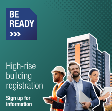 Building registration signup promo graphic