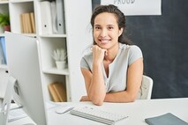 female office worker at desk