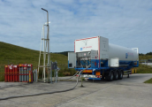 Photograph of a storage tanker containing liquid hydrogen and located at the HSE Science and Research Centre in Buxton