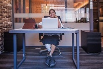 disabled worker at desk in office