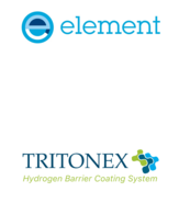 Photo of company logos for Element Materials Technology and Triton Hydrogen