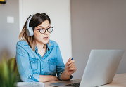 female worker on office at home