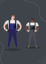 animated graphic of motor vehicle repair workers