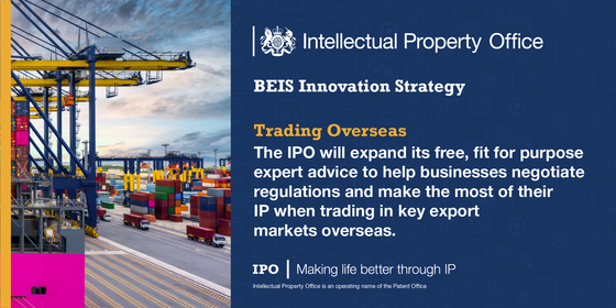 Explanation of the IPO's role in helping businesses trade overseas